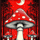 Ultra Soft Area Rug, Non Slip, Stain Resistant, Washable Area Rugs for Living Room, Bedroom, Whimsical Mushroom Print Aesthetic(Red)