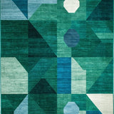 Chic Curved Line Composition in Cool Tones(Green)