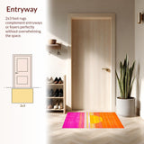 Ultra Soft Area Rug, Non Slip, Stain Resistant, Washable Area Rugs for Living Room, Bedroom, Colorful Playful Circular Design(Orange)