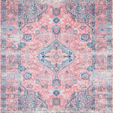 Ultra Soft Area Rug, Non Slip, Stain Resistant, Washable Area Rugs for Living Room, Bedroom, Pastel Elegant Medallion Design(Pink)