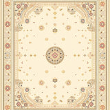 Ultra Soft Area Rug, Non Slip, Stain Resistant, Washable Area Rugs for Living Room, Bedroom, Elegant Farmhouse Style with Circular Medallion and Linear Accents(Beige)