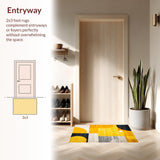 Ultra Soft Area Rug, Non Slip, Stain Resistant, Washable Area Rugs for Living Room, Bedroom, Chic Geometric Yellow Grey Fusion(Yellow)