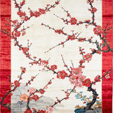 Ultra Soft Area Rug, Non Slip, Stain Resistant, Washable Area Rugs for Living Room, Bedroom, Dynamic Cherry Petals Artistic Composition(Red)