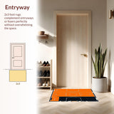 Ultra Soft Area Rug, Non Slip, Stain Resistant, Washable Area Rugs for Living Room, Bedroom, Bright Cheerful Round Pattern(Orange)