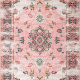 Ultra Soft Area Rug, Non Slip, Stain Resistant, Washable Area Rugs for Living Room, Bedroom, Luxurious Distressed Decorative Accent(Pink)