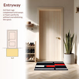Ultra Soft Area Rug, Non Slip, Stain Resistant, Washable Area Rugs for Living Room, Bedroom, Sophisticated Linear Abstract Design(Black)