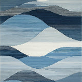 Ultra Soft Area Rug, Non Slip, Stain Resistant, Washable Area Rugs for Living Room, Bedroom, Modern Abstract Grey and Blue Fusion(Blue)