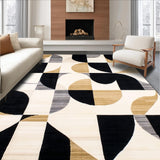 Modern Black & Beige Area(Beige)