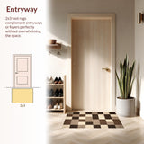 Ultra Soft Area Rug, Non Slip, Stain Resistant, Washable Area Rugs for Living Room, Bedroom, Chic Earthy Checkerboard Aesthetic(Beige)