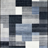 Ultra Soft Area Rug, Non Slip, Stain Resistant, Washable Area Rugs for Living Room, Bedroom, Contemporary Abstract Grey Tones(Blue)