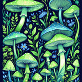 Lively Blue and Brown Mushroom(Green)