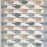 Contemporary Gray Brown Fish Motif(Beige)