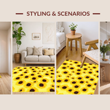 Ultra Soft Area Rug, Non Slip, Stain Resistant, Washable Area Rugs for Living Room, Bedroom, Bright Sunflower Patterned Decor(Yellow)