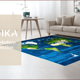 Contemporary Earthy Map Motif(Blue)