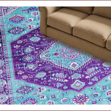 Ultra Soft Area Rug, Non Slip, Stain Resistant, Washable Area Rugs for Living Room, Bedroom, Contemporary Vintage Abstract Elements(Blue)