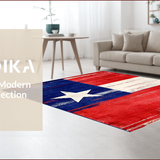 Ultra Soft Area Rug, Non Slip, Stain Resistant, Washable Area Rugs for Living Room, Bedroom, Eclectic Pentagram Motif Display(Red)