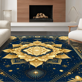 Ultra Soft Area Rug, Non Slip, Stain Resistant, Washable Area Rugs for Living Room, Bedroom, Stylish Symmetrical Mandala Elements(Gold)