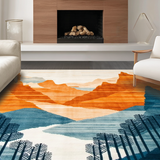 Ultra Soft Area Rug, Non Slip, Stain Resistant, Washable Area Rugs for Living Room, Bedroom, Lively Modern Abstract Composition(Orange)