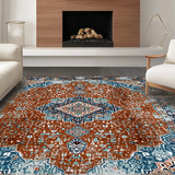 Ultra Soft Area Rug, Non Slip, Stain Resistant, Washable Area Rugs for Living Room, Bedroom, Cozy Antique Tiled Motif(Brown)