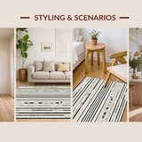 Ultra Soft Area Rug, Non Slip, Stain Resistant, Washable Area Rugs for Living Room, Bedroom, Graphic Stripe Motif Rug for Stylish Decor(Gray)