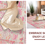 Ultra Soft Area Rug, Non Slip, Stain Resistant, Washable Area Rugs for Living Room, Bedroom, Subtle Neutral Boho Chic Appeal(Pink)