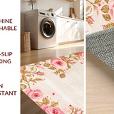 Ultra Soft Area Rug, Non Slip, Stain Resistant, Washable Area Rugs for Living Room, Bedroom, Charming Plush Floral Elegance(Beige)