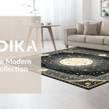 Ultra Soft Area Rug, Non Slip, Stain Resistant, Washable Area Rugs for Living Room, Bedroom, Charming Astral Folk Pattern(Gold)