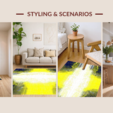 Ultra Soft Area Rug, Non Slip, Stain Resistant, Washable Area Rugs for Living Room, Bedroom, Vibrant Sunburst Patterned Mat(Yellow)