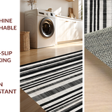 Ultra Soft Area Rug, Non Slip, Stain Resistant, Washable Area Rugs for Living Room, Bedroom, Bold Stripe Symphony: Black & White Geometric Patterned Rug(Black)