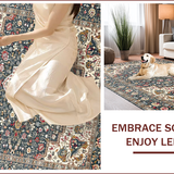Ultra Soft Area Rug, Non Slip, Stain Resistant, Washable Area Rugs for Living Room, Bedroom, Rustic Vintage Floral Elegance(Blue)