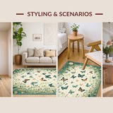 Ultra Soft Area Rug, Non Slip, Stain Resistant, Washable Area Rugs for Living Room, Bedroom, Delicate Insect-Inspired Artistry(Ivory)