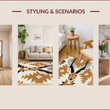Ultra Soft Area Rug, Non Slip, Stain Resistant, Washable Area Rugs for Living Room, Bedroom, Antelope Print Camel Gray Living Room Rug(Beige)