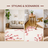 Ultra Soft Area Rug, Non Slip, Stain Resistant, Washable Area Rugs for Living Room, Bedroom, Delicate Rustic Blossom Motif(Pink)