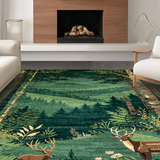 Ultra Soft Area Rug, Non Slip, Stain Resistant, Washable Area Rugs for Living Room, Bedroom, Artful Retro Animal Shapes(Green)