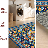 Ultra Soft Area Rug, Non Slip, Stain Resistant, Washable Area Rugs for Living Room, Bedroom, Whimsical Ogee Pattern in Blue(Blue)