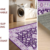 Ultra Soft Area Rug, Non Slip, Stain Resistant, Washable Area Rugs for Living Room, Bedroom, Transitional Abstract Floral Aesthetic(Purple)