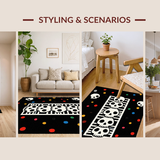 Ultra Soft Area Rug, Non Slip, Stain Resistant, Washable Area Rugs for Living Room, Bedroom, Charming Rustic Skeleton Illustration(Black)