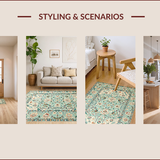 Ultra Soft Area Rug, Non Slip, Stain Resistant, Washable Area Rugs for Living Room, Bedroom, Elegant Pastel Floral Motif(Blue)