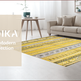 Ultra Soft Area Rug, Non Slip, Stain Resistant, Washable Area Rugs for Living Room, Bedroom, Sunny Abstract Lattice Elegance(Yellow)