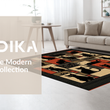 Ultra Soft Area Rug, Non Slip, Stain Resistant, Washable Area Rugs for Living Room, Bedroom, Quirky Contemporary Cat Imagery(Black)