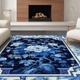 Ultra Soft Area Rug, Non Slip, Stain Resistant, Washable Area Rugs for Living Room, Bedroom, Sophisticated Floral Chinoiserie Aesthetic(Blue)