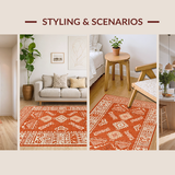 Ultra Soft Area Rug, Non Slip, Stain Resistant, Washable Area Rugs for Living Room, Bedroom, Stylish Minimalist Knot Design(Orange)