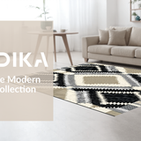 Ultra Soft Area Rug, Non Slip, Stain Resistant, Washable Area Rugs for Living Room, Bedroom, Elegant Neutral Geometric Look(Black)