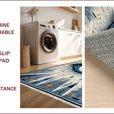 Ultra Soft Area Rug, Non Slip, Stain Resistant, Washable Area Rugs for Living Room, Bedroom, Evil Eye Ethnic Patterned Accent(Blue)