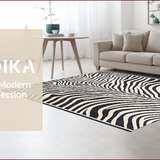 Ultra Soft Area Rug, Non Slip, Stain Resistant, Washable Area Rugs for Living Room, Bedroom, Boho Zebra Runner(Black)