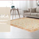 Ultra Soft Area Rug, Non Slip, Stain Resistant, Washable Area Rugs for Living Room, Bedroom, Rustic Light Brown Botanical Motif(Ivory)