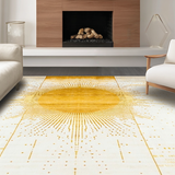Ultra Soft Area Rug, Non Slip, Stain Resistant, Washable Area Rugs for Living Room, Bedroom, Lively Geometric Rainbow Fusion(Gold)