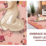 Ultra Soft Area Rug, Non Slip, Stain Resistant, Washable Area Rugs for Living Room, Bedroom, Lively Striped Tiger Illustration(Pink)