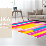 Ultra Soft Area Rug, Non Slip, Stain Resistant, Washable Area Rugs for Living Room, Bedroom, Playful Colorful Stripe Motif(Pink)