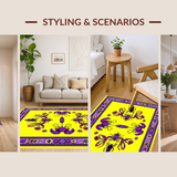 Ultra Soft Area Rug, Non Slip, Stain Resistant, Washable Area Rugs for Living Room, Bedroom, Vibrant Mardi Gras Carnival Aesthetic(Yellow)